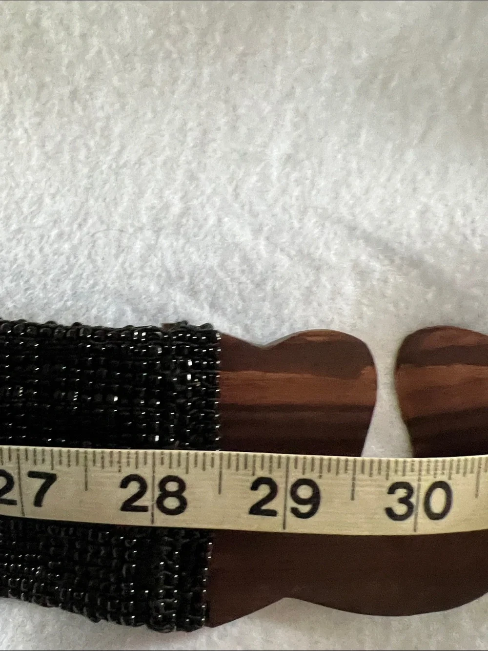Stunning Black Beaded Stretchy Belt with Wooden Buckle